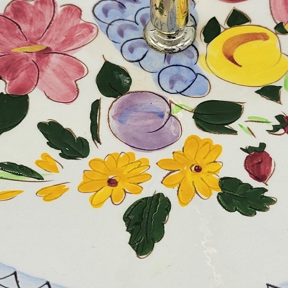 Vintage Stangl Pottery Tidbit Centerpiece Tray Handpainted Fruit And Flowers - Picture 2 of 9